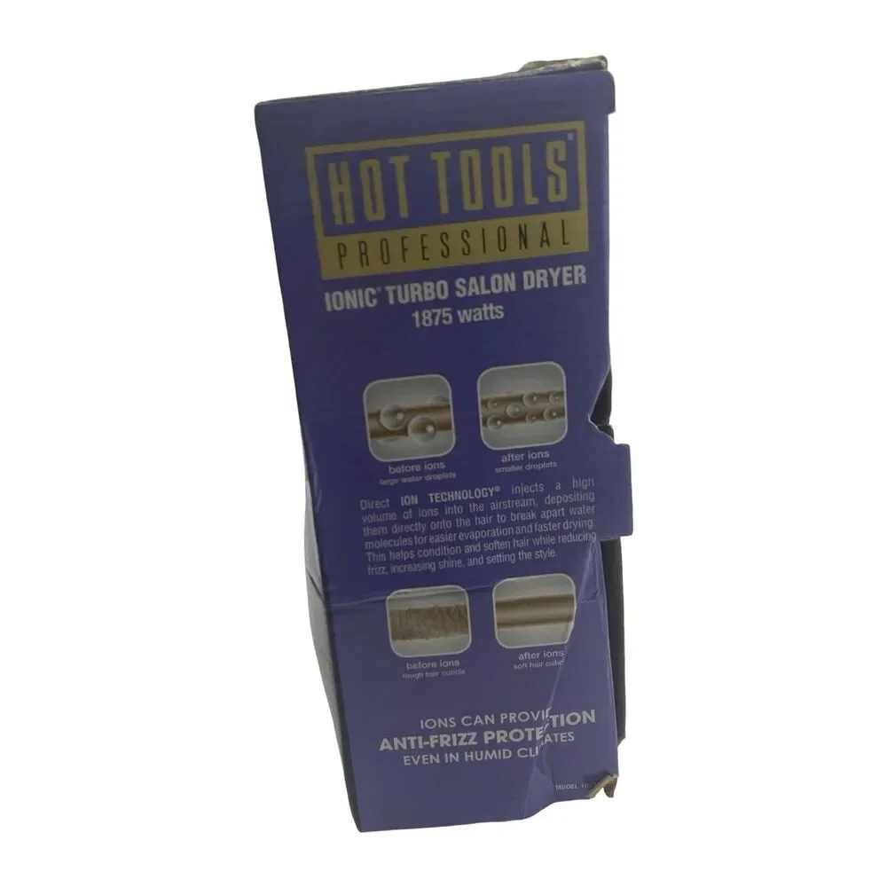 Hot Tools Ionic Turbo Salon Hair Dryer Black 1875 watts Touch of Gold